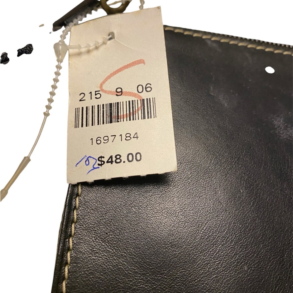 Fossil Black Leather Zippered Cosmetic Bag BNWT - Picture 3 of 5